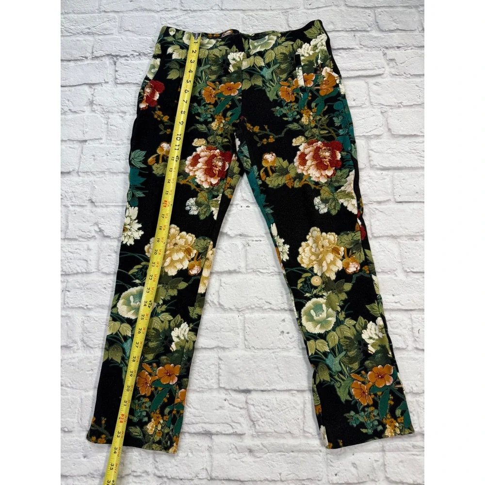Chico's Brigitte So Slimming Pants Women 0.5 Black Floral Excellent Ankle Crop
